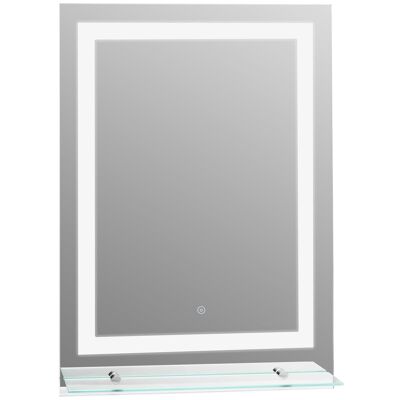 kleankin LED bathroom mirror bathroom mirror with lighting glass shelf 22W 70x50cm