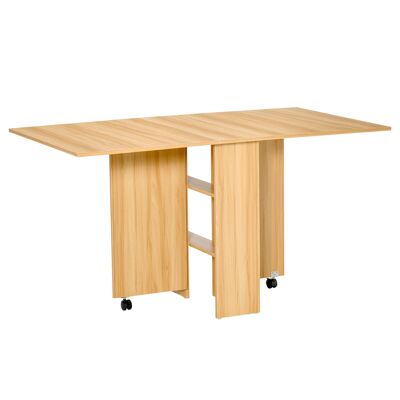 Tavolo pieghevole Wikinger, tavolo da pranzo, tavolino laterale, tavolo mobile, scrivania, tavolino laterale, superficie di appoggio con castori, naturale, 140 x 80 x 74 cm