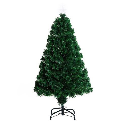 Wikinger Christmas Tree Artificial Christmas Tree Light Fiber LED Tree with Metal Stand Fiber Optic Color Changer Green 120cm