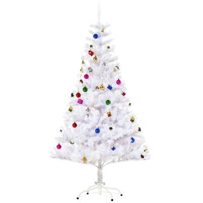 Wikinger Sapin de Noël artificiel 150 cm avec support et décoration (150 cm, blanc/sapin de Noël) 33