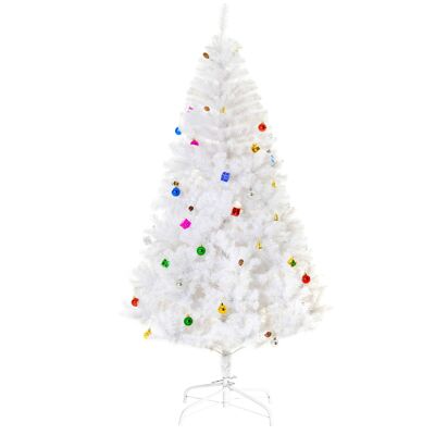 Wikinger Sapin de Noël artificiel 180 cm avec support et décoration (180 cm, blanc/Sapin de Noël 1)