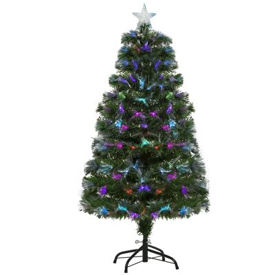 Sapin de Noël des Vikings 1.Sapin artificiel 2 m 130 branches socle métal PVC effets lumineux multicolores Ø66 x 120H cm