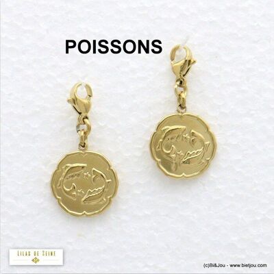 2 charms breloque signe astro POISSON acier 0620551