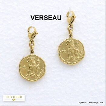 2 charms breloque signe astro VERSEAU acier 0620555