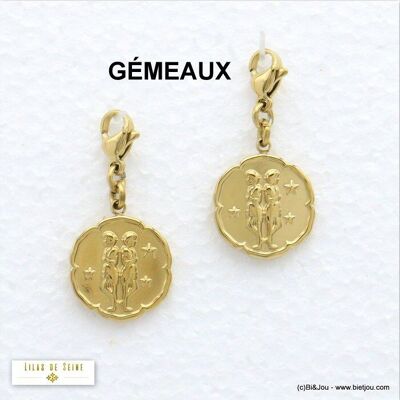 2 charms GEMINI astro sign charm steel 0620557