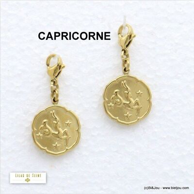 2 charms breloque signe astro CAPRICORNE acier 0620559