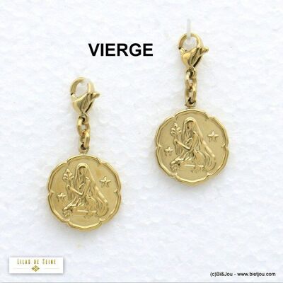 2 charms breloque signe astro VIERGE acier 0620560