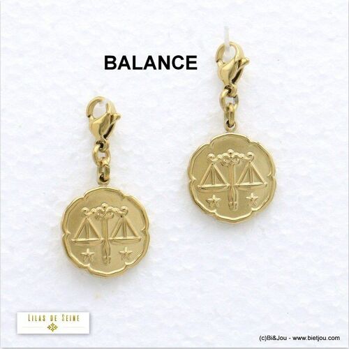 2 charms breloque signe astro BALANCE acier 0620561