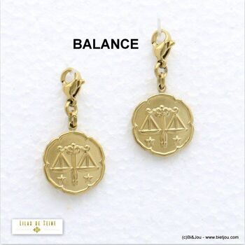 2 charms breloque signe astro BALANCE acier 0620561