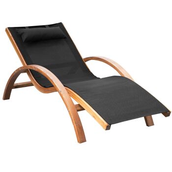 Wikinger Chaise longue, chaise longue, chaise longue de jardin, chaise longue, chaise relax avec oreiller, bois de teck, 165 x 72 x 86 cm