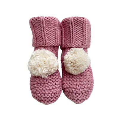 Scarpine con pompon per neonati Rosa – 0-9 mesi