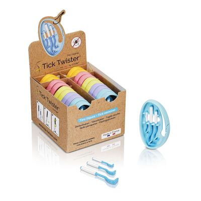 Display mit 20 Clipboxen mit 3 Zeckenziehern Tick Twister®