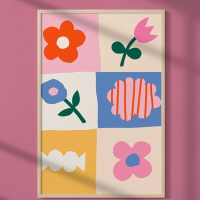 Cartel de flores abstractas