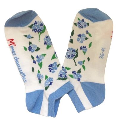 Frankreich-Socken aus Bio-Baumwolle – Bretagne, Hortensien