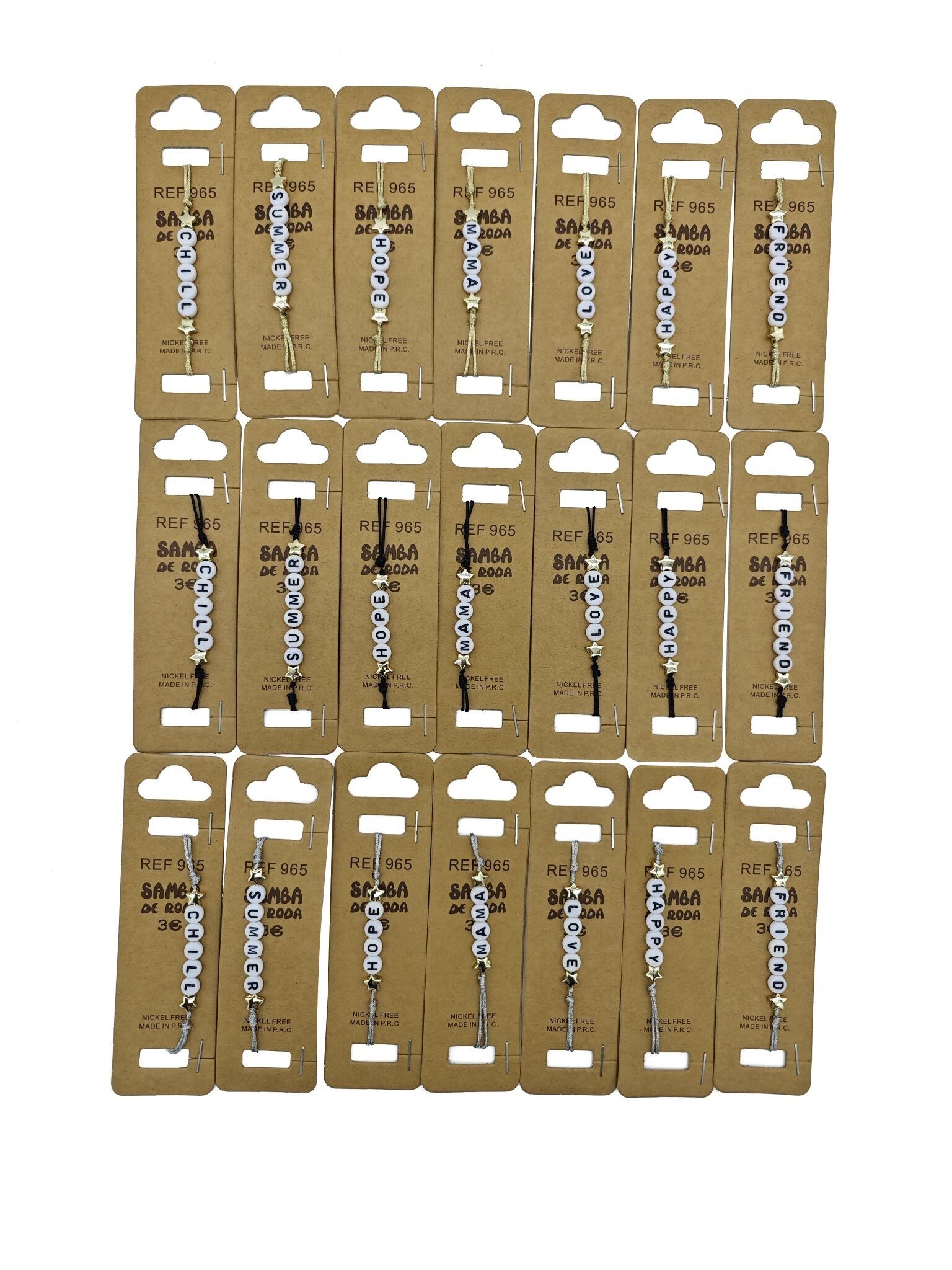 Lotto di 35 braccialetti con messaggi