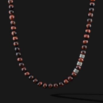 Collier Royale en argent sterling 925 et oeil de tigre rouge 1