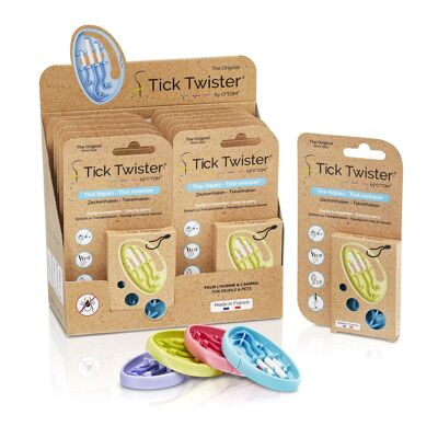 Display of 12 Clipbox cases with 3 Tick Twister ® tick pullers