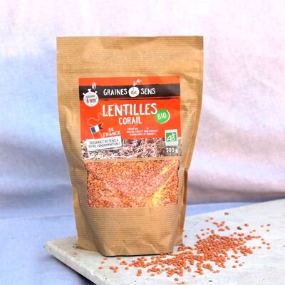 Organic coral lentils from France - 500g