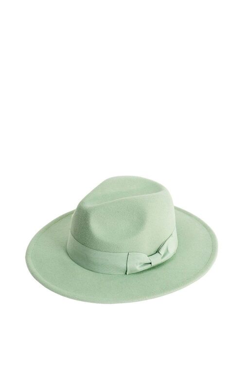 Fedora with Bow Trim in Green
