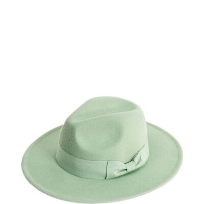 Fedora with Bow Trim in Green