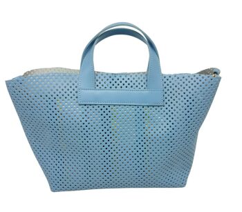 SAC ÉTÉ EN CUIR PERFORÉ + POCHETTE EN TISSU - Q10 2