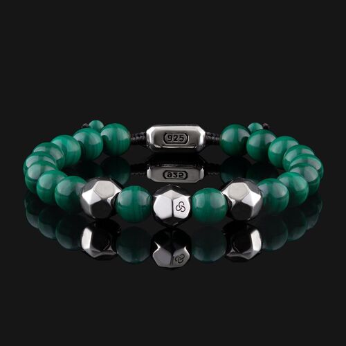 Geom 925 Sterling Silver & Green Malachite Bracelet