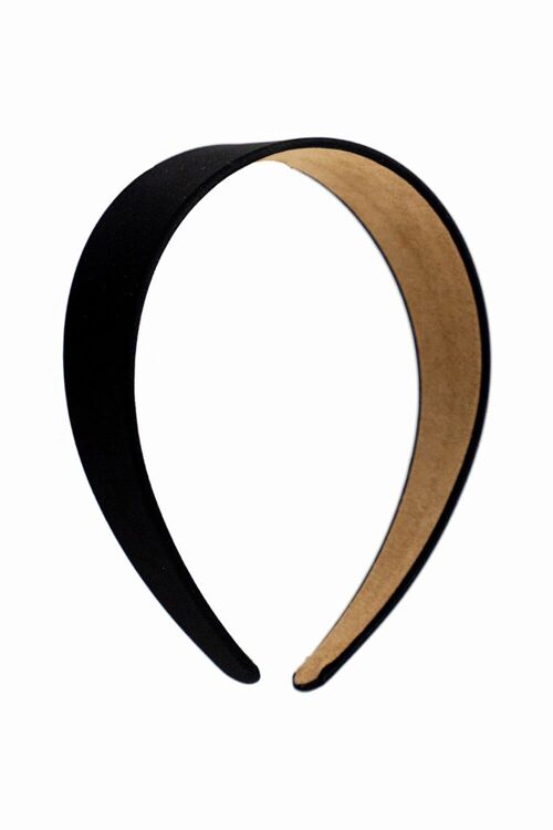 Wide Satin Headband in Black