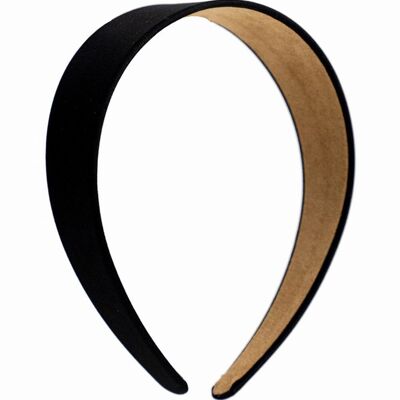 Wide Satin Headband in Black