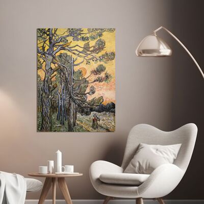Peinture sur toile : Vincent van Gogh, Pins au coucher du soleil