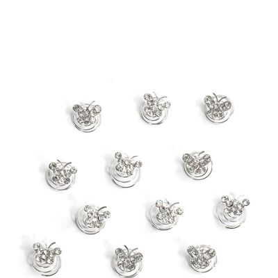 Butterfly Rhinestone Hair Twists in Silver