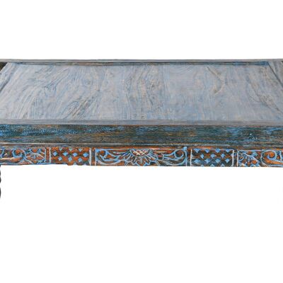 TABLE BASSE EN TECK 150X150X40 SCULPTÉ BLEU BLEU MB213831