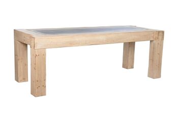 Table à manger en sapin Mdf 220x90x80 naturel MB209217 1