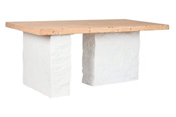 TABLE À MANGER EN RÉSINE DE SAPIN 180X90X77 BLANC MB212193 2