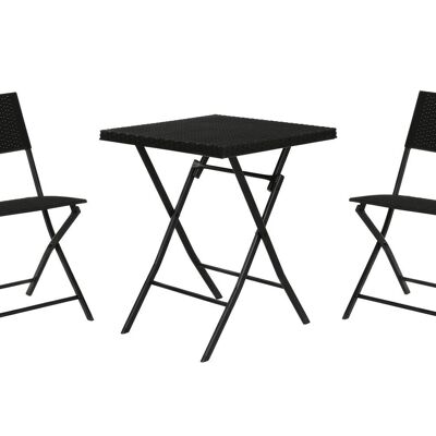 Mesa Set 3 Ratan Sintetico Acero 58X58X71,5 Negro MB211141