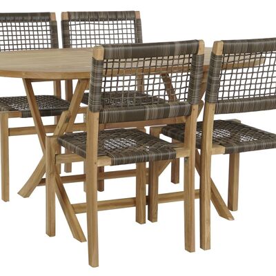 SET TAVOLI 5 TEAK 150X90X75 NATURALE PIEGHEVOLE MB204126