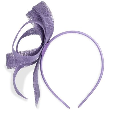 Swirl Sinamay Fascinator in viola lilla