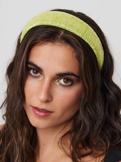 Straight Beaded Headband in Green