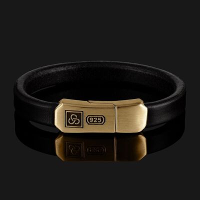 Signature Gold Vermeil Black Leather Bracelet