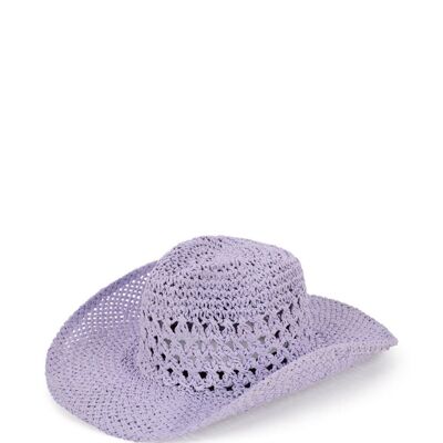 Chapeau de cowboy en paille lilas