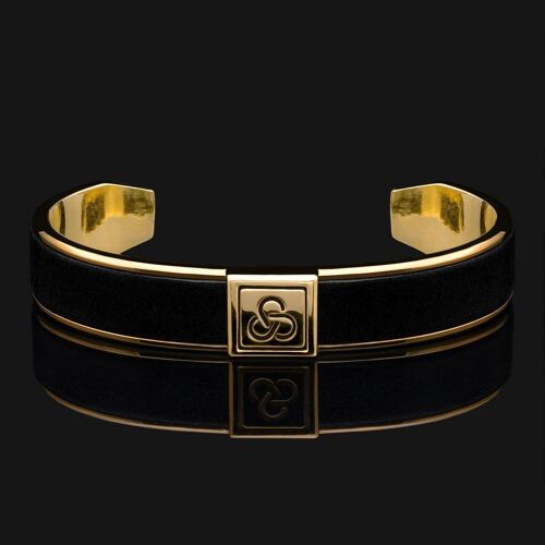 Gold Vermeil & Black Leather Cuff