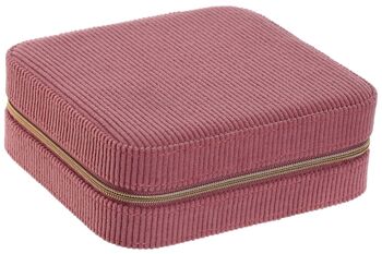 BOITE A BIJOUX POLYESTER 13X14X5 VOYAGE VELOURS CÔTELÉ MAGENTA JO213056 3