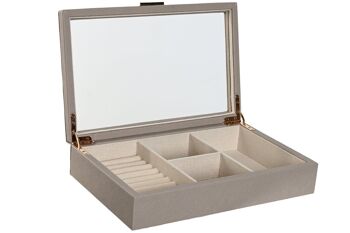 BOITE A BIJOUX VERRE PU 29,5X19,5X6 BEIGE JO213051 1