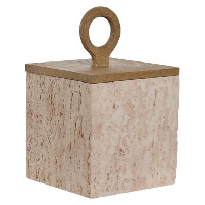 RESIN JEWELRY BOX 15X15X24 WITH SIMIL BEIGE MARBLE LID LD213185