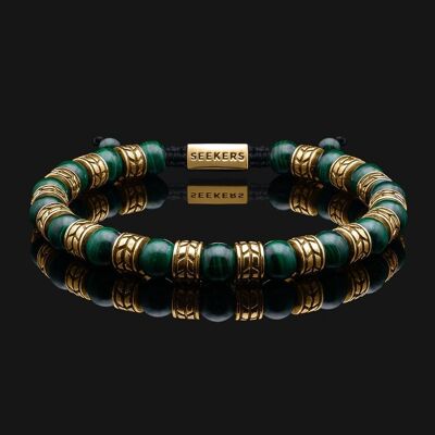 Armband Royale aus Vermeil-Gold und grünem Malachit
