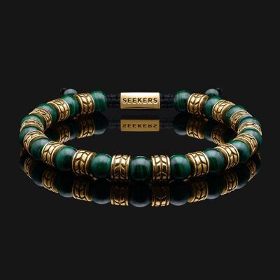 Pulsera Royale de Oro Vermeil y Malaquita Verde