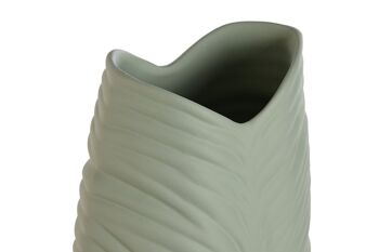 VASE GRÈS 21X10X50 FEUILLE VERT MENTHE JR211547 2