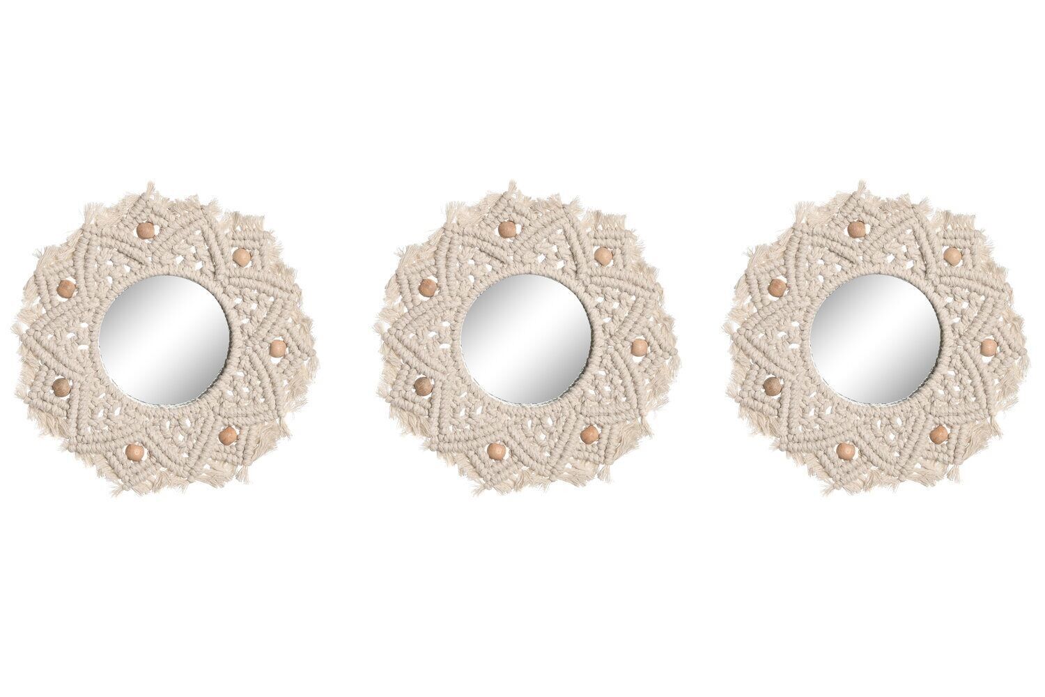 SPECCHIO SET 3 VETRO MACRAME 20X1X20 BIANCO ES212330