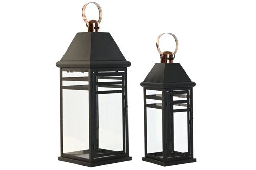 Farola Set 2 Metal Cristal 19X19X50 Negro FA209428