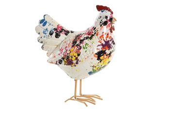 FIGURINE EN RÉSINE 15X9,2X18 POULE MULTICOLORE FD202701 1