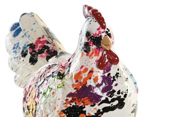 FIGURINE EN RÉSINE 15X9,2X18 POULE MULTICOLORE FD202701 2